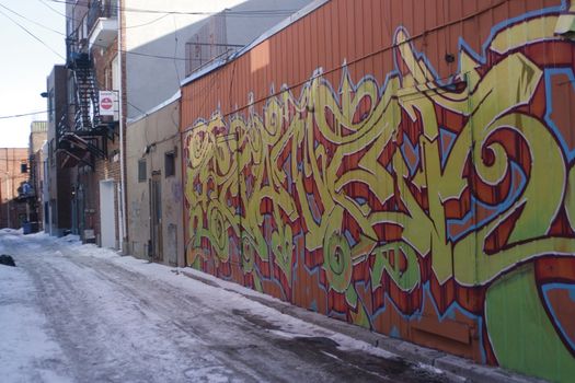 Graffiti done in a back alley