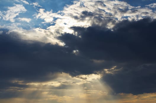 Dramatic clouds with light rays