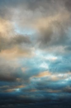 dark blue clouds on winter day