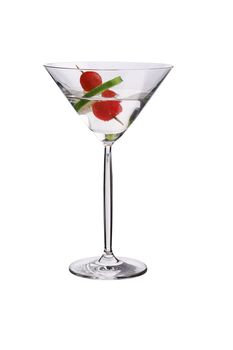 Isolated cocktail with lime and cherry on white background