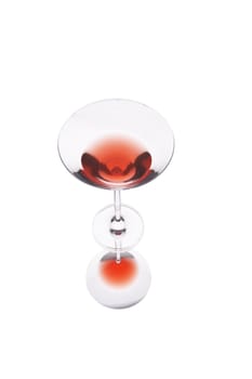 Red cocktail glass with reflection and clipping path.