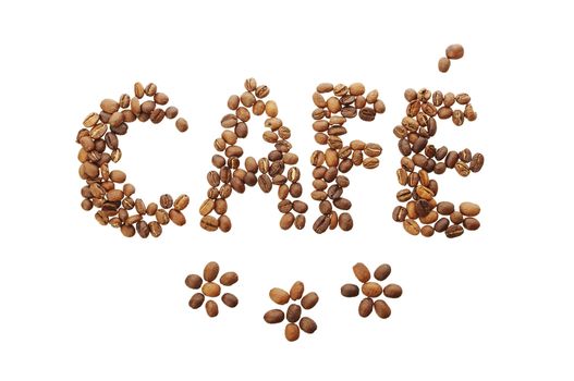 Caf� word made from coffee beans