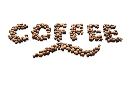 Coffee word made from coffee beans
