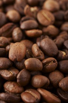 Coffee beans close-up with the shallow dof
