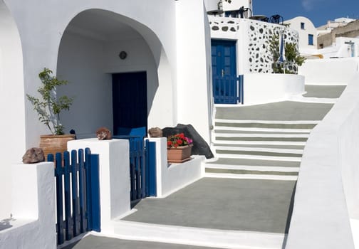 Narrow street on Santorini Island