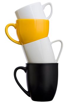 Isolated piled coffee cups over a white background
