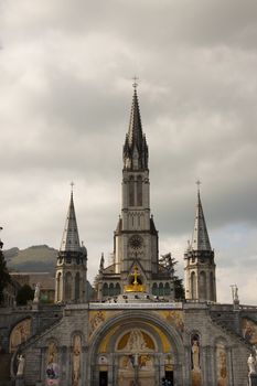 France - Close up of the Cathedral of Lourdes