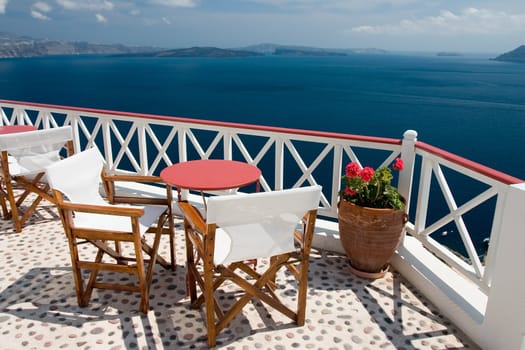 Beautiful view from balcony on the Santorini island