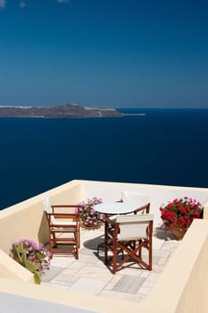 Beautiful view from balcony on the Santorini island