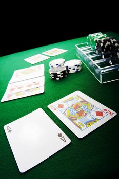 Texas hold'em poker showdown.