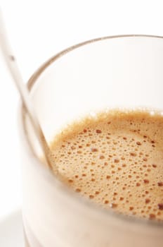 Close-up of a Glass of Hot chocolate with foam 