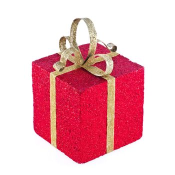 Nicely wrapped present, isolated on a white background.