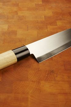 Knife on the chopping wood