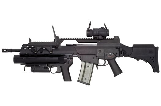 Advanced automatic weapon G36 in armament of NATO and German army.