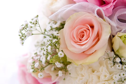 wedding background decoration with beautiful pink rose