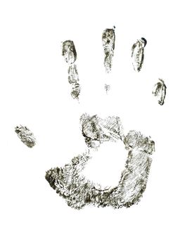 The image of a print of a hand on a white background