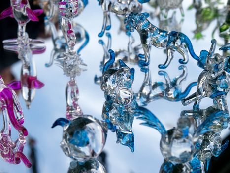 Colorful beautiful glass small animals figurines sculptures 