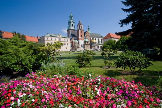 Beautiful summer view of medieval wawel castle in Cracow, Poland