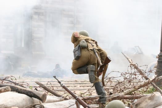 Battle scene at cinema city Cinevilla, in Latvia.