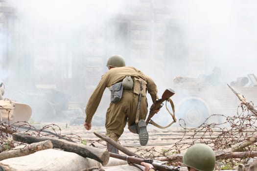 Battle scene at cinema city Cinevilla, in Latvia.