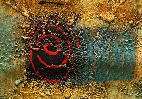 Abstract multi-coloured background drawn by oil paints