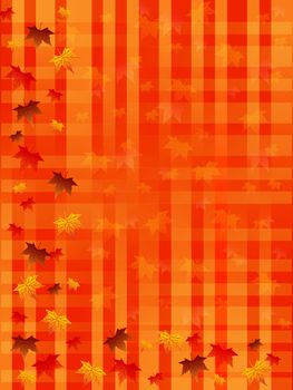 Abstract gradient background with autumn leaves and squares