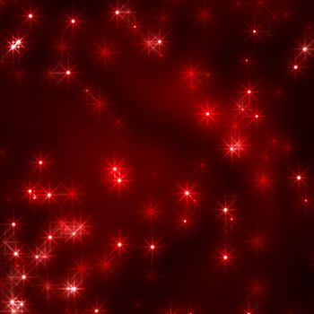 red christmas background with stars and lights