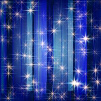 white stars and snowflakes over blue background striped