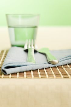 Dinner table setup on the kitchen table