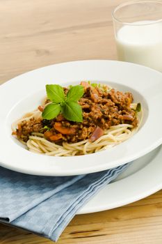 Italian spaghetti pasta on the plate
