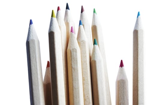 Colored pencils isolated on the white background