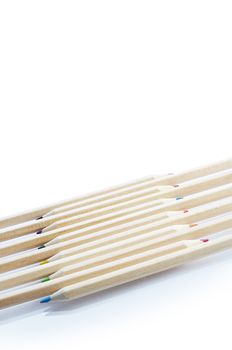 Colored pencils isolated on the white background