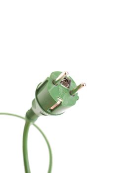 Green energy concept (green energy plug over a white background)