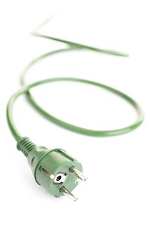 Green energy concept (green energy plug over a white background)