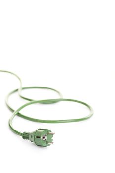 Green energy concept (green energy plug over a white background)