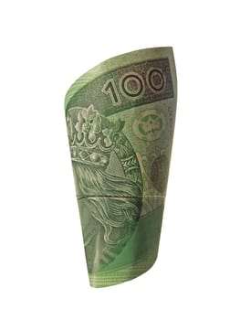 a hundret-zloty bill in a ring 