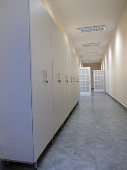 row of cabinets on the office