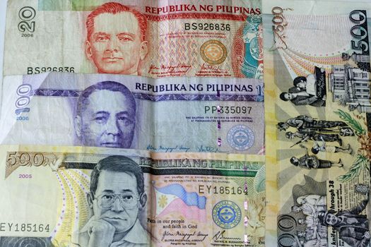 Philippine Peso 500 100 20 currency detail