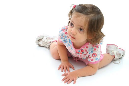 Beauty toddler on the floor with a beautiful expression (portrait). More pictures of this baby at my gallery
