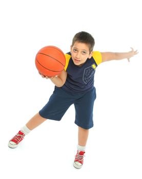 Boy playing basketball isolated. From my sport series.