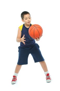 Boy playing basketball isolated. From my sport series.