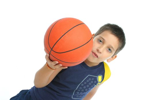Boy playing basketball isolated. From my sport series.