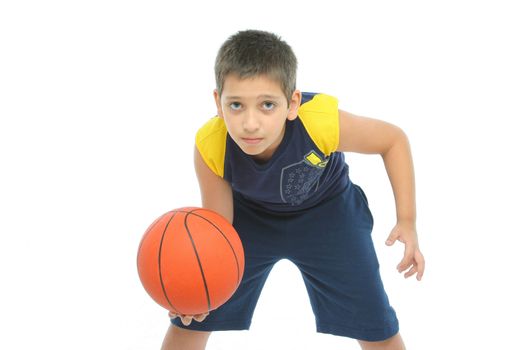 Boy playing basketball isolated. From my sport series.