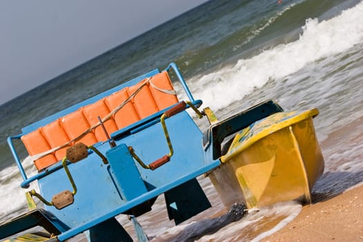 leisure series: promenade catamaran on the beach of stormy sea