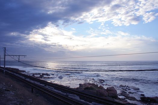 Sunrise over the coast in South Africa.