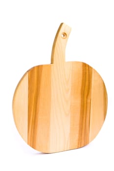 Apple made on light wood over a white background