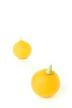 Two orange pumpkins on the white background