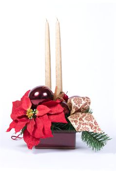 Christmas table decoration with candles and poinsettia series