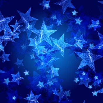 blue stars over dark blue background with feather center