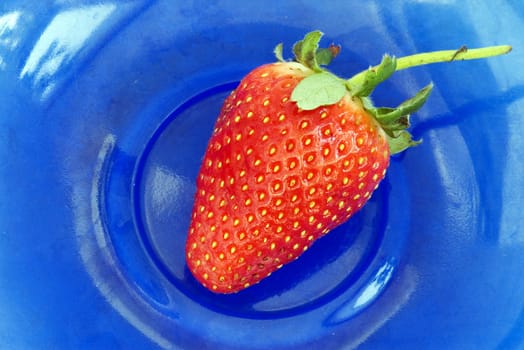 Strawberrie on a blue plate